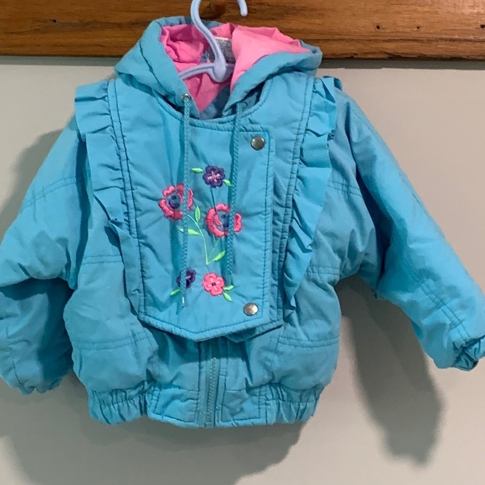 Frost‎ Fighter - 2T, teal/pink/purple vintage winter coat